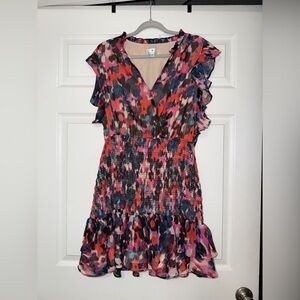 Socialite Colorful Ruffle Sleeve Mini Dress